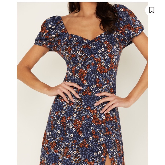 Idyllwind Women’s Beth Ditsy Print Puff Sleeve Midi Dress Red White Blue XL - Picture 3 of 11